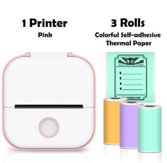 Mini Label & Photo Printer - Elevura Elevura Pink and Style C / USB Mini Printer