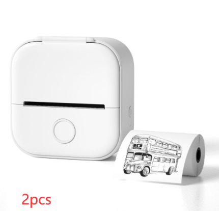 Mini Label & Photo Printer - Elevura Elevura White 2pcs / USB Mini Printer