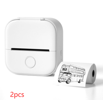 Mini Label & Photo Printer - Elevura Elevura White 2pcs / USB Mini Printer