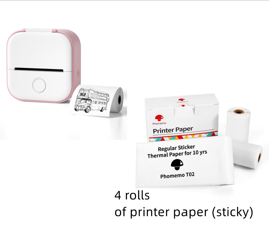 Mini Label & Photo Printer - Elevura Elevura Pink set / USB Mini Printer