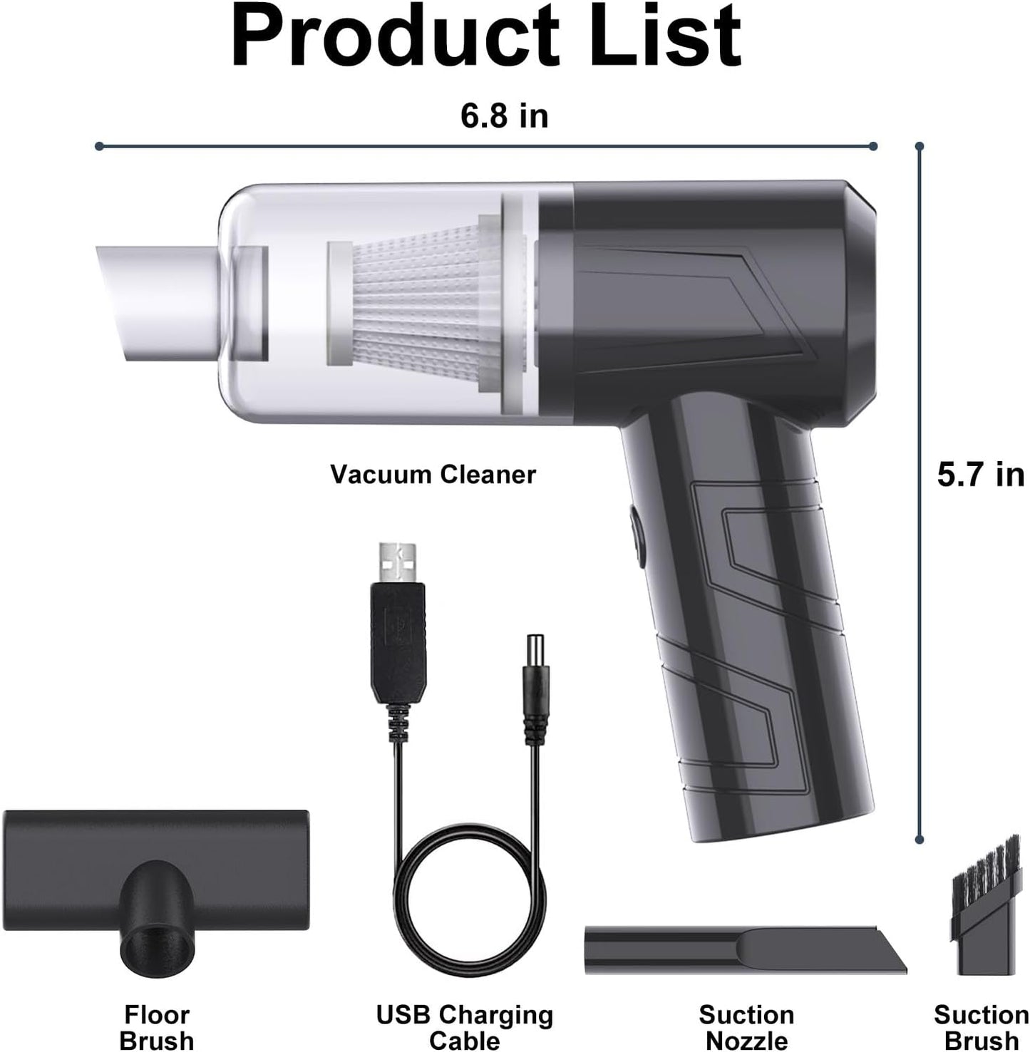 Powerful Handheld Cordless 2-in-1 Vacuum & Blower 18000PA Suction | Black - Elevura Elevura Handheld Cordless Vacuum Blower