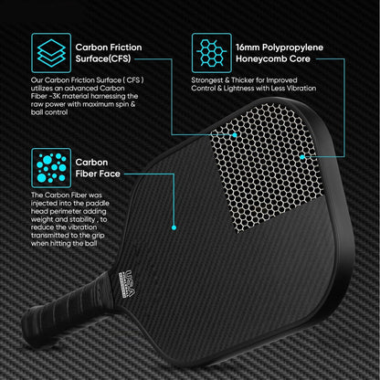 3K Full Carbon Fiber Honeycomb Pickleball Paddle