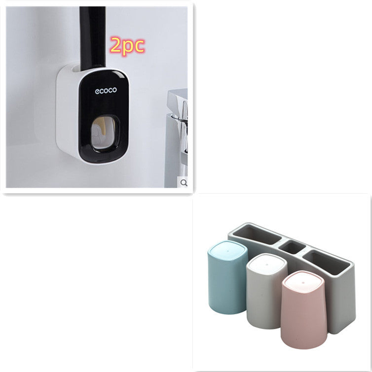 Automatic Toothpaste Dispenser - Elevura Elevura Black2PC Three cups Automatic Toothpaste Dispenser