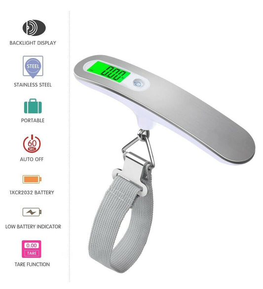 Luggage Scale - Elevura Elevura Silver Portable Digital Luggage Scale