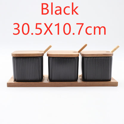 Ceramic Seasoning Box Set - Elevura Elevura Q3pcs / Black30.5X10.7cm Ceramic Seasoning Box