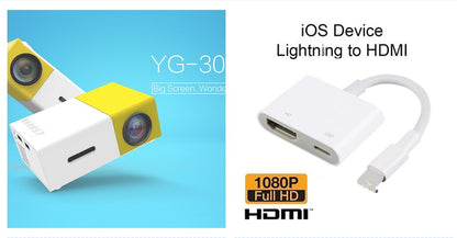 HD 1080P Mini Projector - Elevura Elevura Yellow D set / US Intelligent Mini Projector