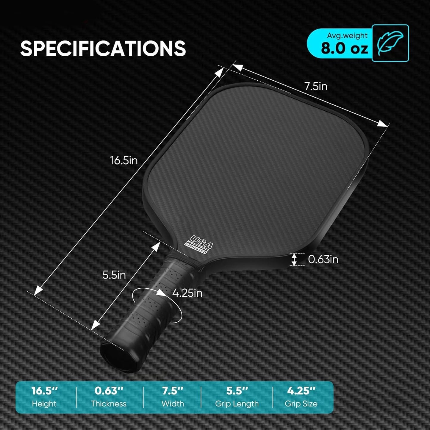 3K Full Carbon Fiber Honeycomb Pickleball Paddle