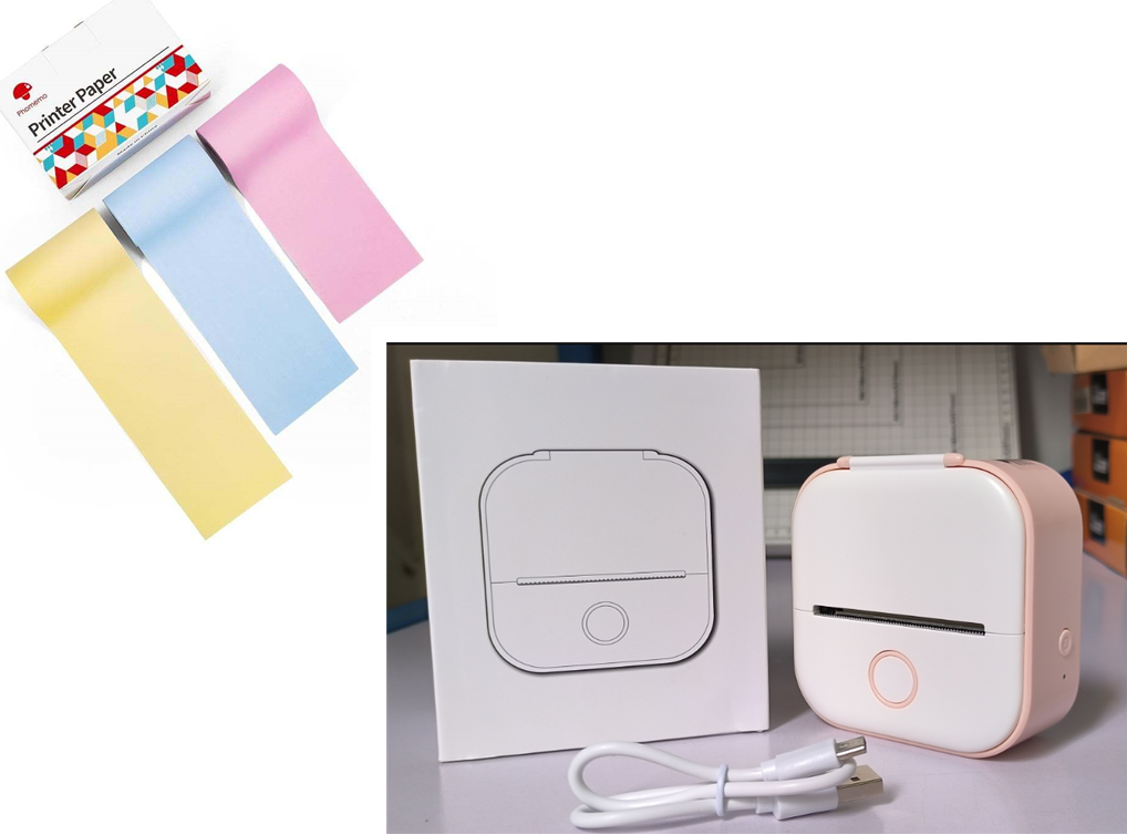 Mini Label & Photo Printer - Elevura Elevura Pink setB / USB Mini Printer