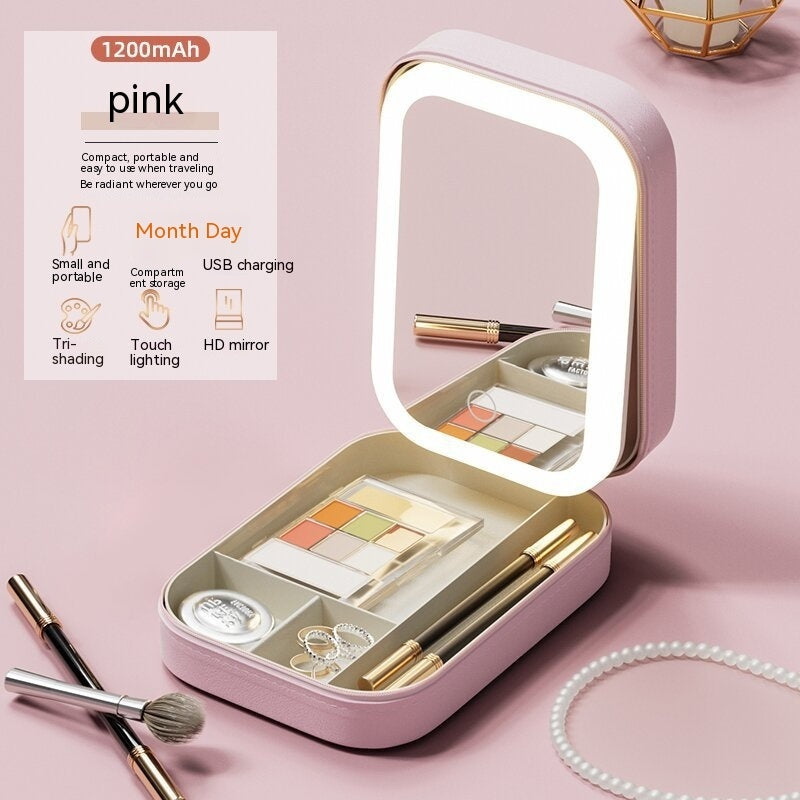 Portable Makeup Box | LED Light - Elevura Elevura Cherry Blossom Pink / USB Portable Makeup Box