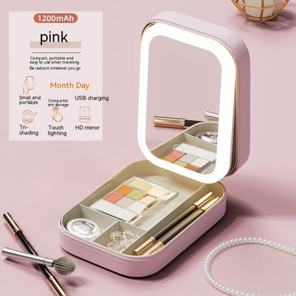 Portable Makeup Box | LED Light - Elevura Elevura Cherry Blossom Pink / USB Portable Makeup Box